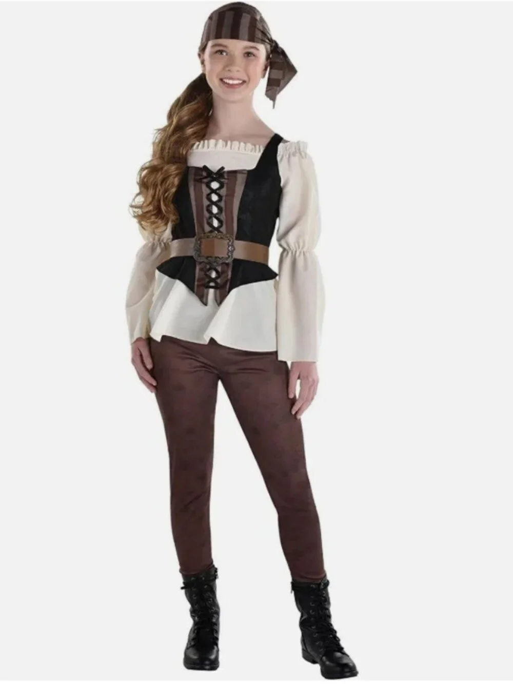 Shipwrecked Pirate Costume Girl Medium 8-10 Halloween Cosplay Dress Up Child New - Picture 7 of 7